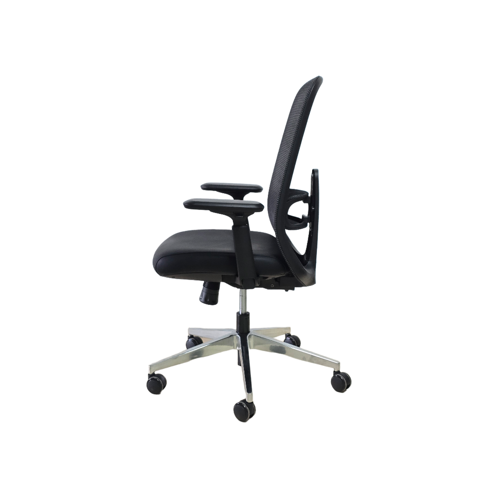 SILLON SEMI EJECUTIVO AXIS (F28) -PU NEGRO -  MESH NEGRO - BASE ALUMINIO 