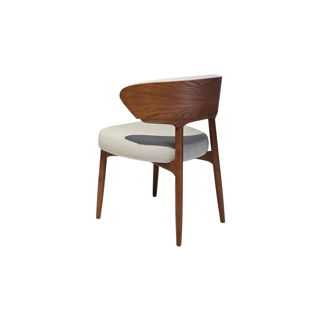 SILLA, MADERA, COLOR NOGAL (ASH 08), PATAS DE MADERA MACIZA, TELA: GRIS CLARO (SD659-14), MEYCY HOME