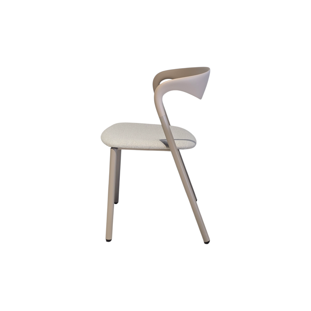 SILLA, METAL, PLÁSTICO, COLOR BEIGE, TELA: GRIS CLARO (SD659-14), MEYCY HOME