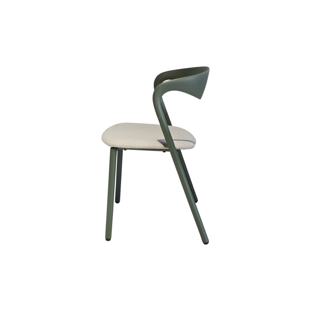 SILLA, METAL, PLÁSTICO, COLOR VERDE, TELA: GRIS CLARO (SD659-14), MEYCY HOME