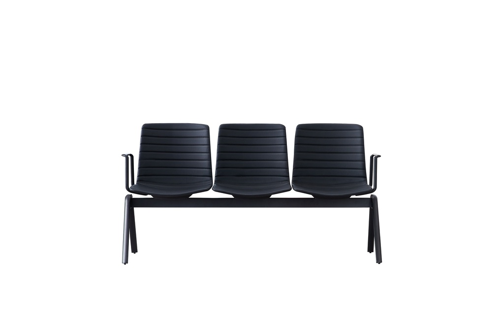  BANCADA 3 PERSONAS ERGO TAPIZADA PVC NEGRO - ESTRUCTURA METAL NEGRO DU-580TB-3