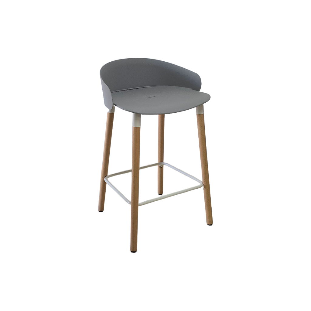 OLLA- PLASTICO GRIS- ESTRUCTURA PATAS MADERA CLARA - ALTURA 65CM