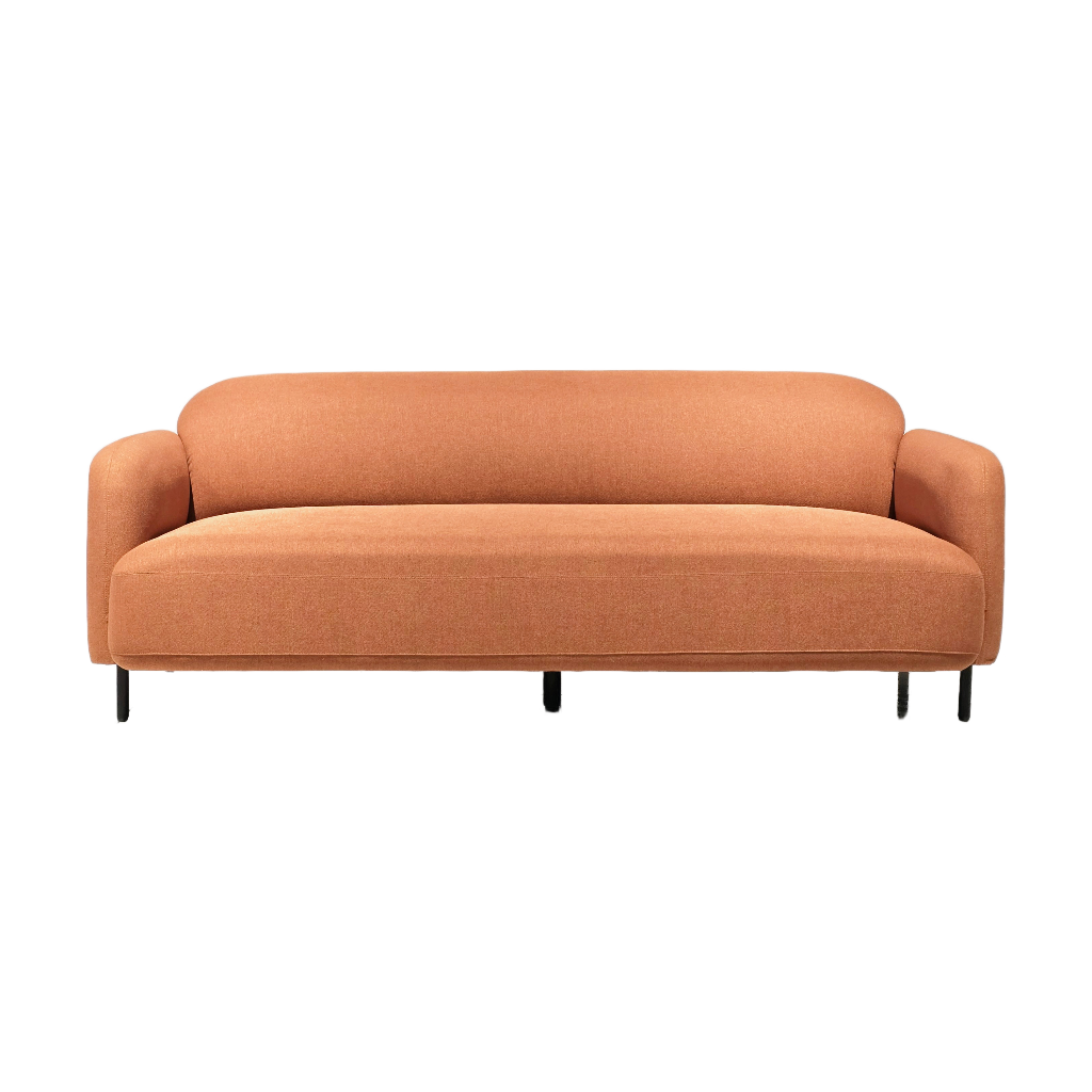 SOFA PARA 3PERSONAS MOD. CONVEX (531) - TELA NARANJA(ZB07)- MEDIDAS: 32"X73"X31" 