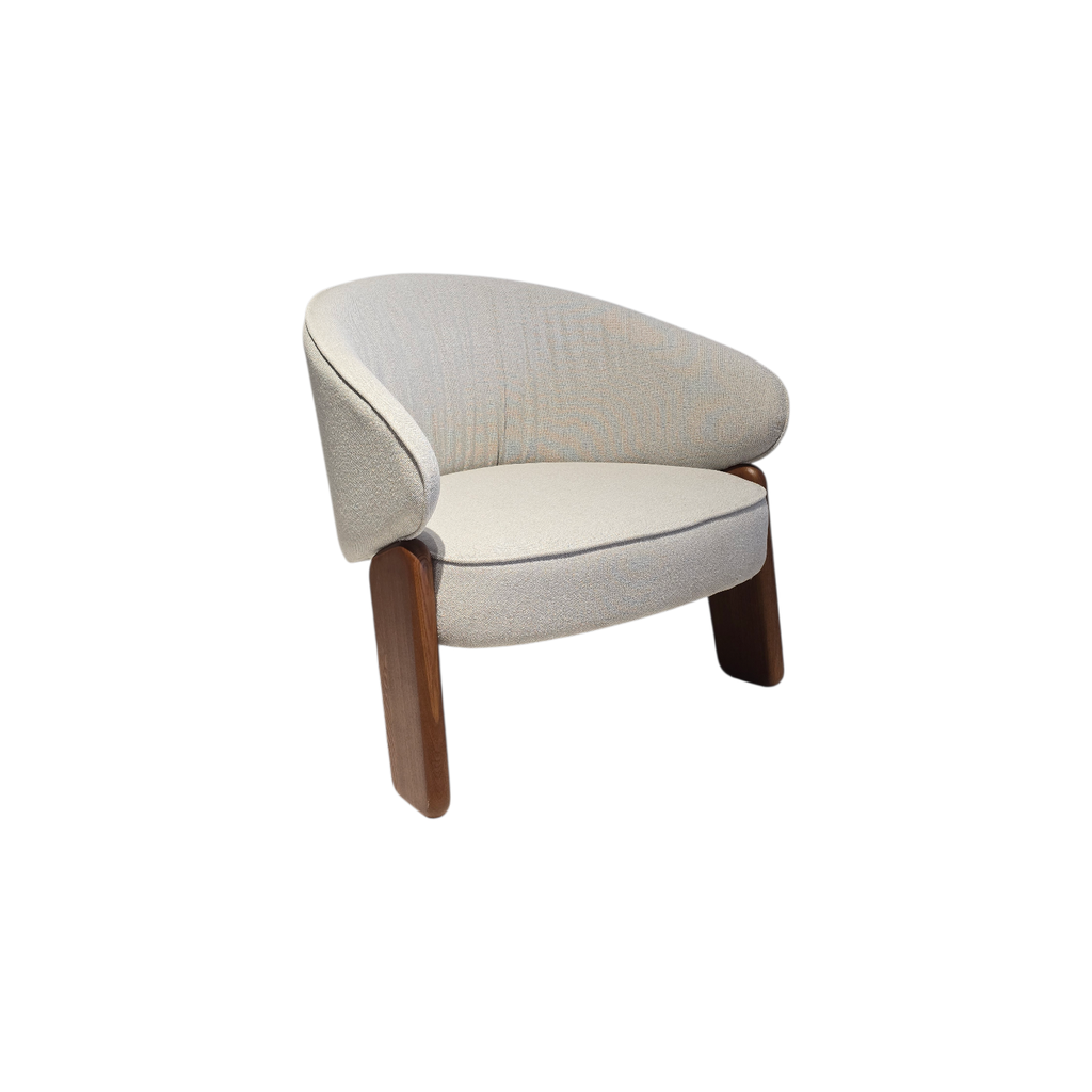 SILLA, MADERA, COLOR NOGAL (ASH 08), LOUNGE, TELA: GRIS CLARO (SD659-14), MEYCY HOME