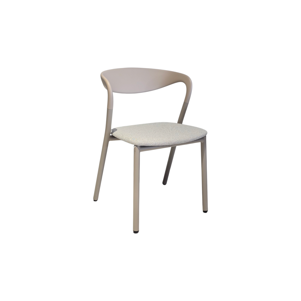 SILLA, METAL, PLÁSTICO, COLOR BEIGE, TELA: GRIS CLARO (SD659-14), MEYCY HOME