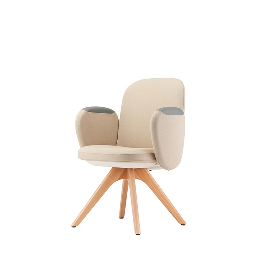[BEKTBBMCCB] BUTACA EJECUTIVA KINDL-CON BRAZOS - TELA BEIGE- BASE MADERA