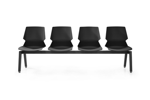 [B4PM588PN] BANCADA 4 PERSONAS MOD. 588 - PLASTICO NEGRO - ESTRUCTURA METAL NEGRO -MEDIDAS: 22"X 81"X33" (YZ588-8YZ599-8)