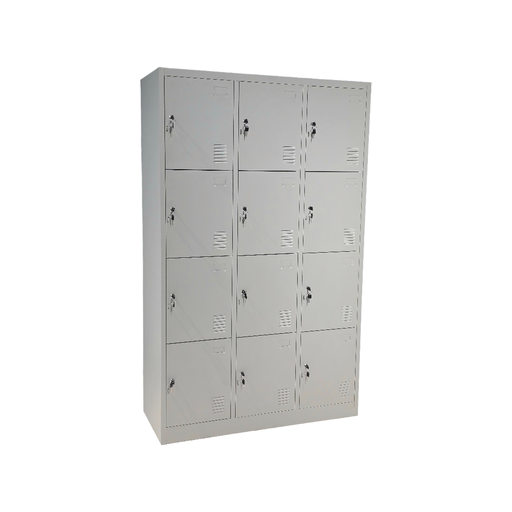 [LM12PRDPRAGA] PRAKTIK: LOCKER METALICO PARA ROPA DOBLADA 12 PUERTAS COLOR GRIS ALUMINIO 