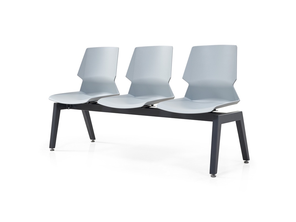 BANCADA 3 PERSONAS MOD. 588 - PLASTICO BLANCO - ESTRUCTURA METAL NEGRO -MEDIDAS: 22"X61 "X33" (YZ588-8YZ599-8) 