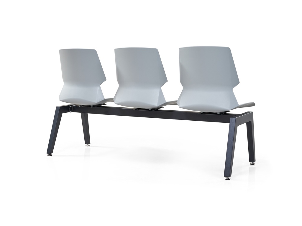 BANCADA 3 PERSONAS MOD. 588 - PLASTICO BLANCO - ESTRUCTURA METAL NEGRO -MEDIDAS: 22"X61 "X33" (YZ588-8YZ599-8) 