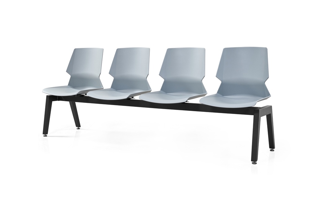 BANCADA 4 PERSONAS MOD. 588 - PLASTICO BLANCO - ESTRUCTURA METAL NEGRO -MEDIDAS: 22"X 81"X33" (YZ588-8YZ599-8) 