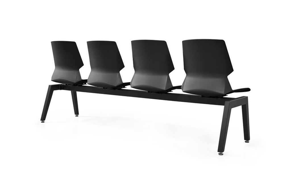 BANCADA 4 PERSONAS MOD. 588 - PLASTICO NEGRO - ESTRUCTURA METAL NEGRO -MEDIDAS: 22"X 81"X33" (YZ588-8YZ599-8)