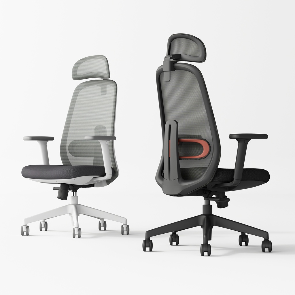 SILLON EJECUTIVO AXIS (F28) -PU NEGRO -  MESH NEGRO - BASE ALUMINIO