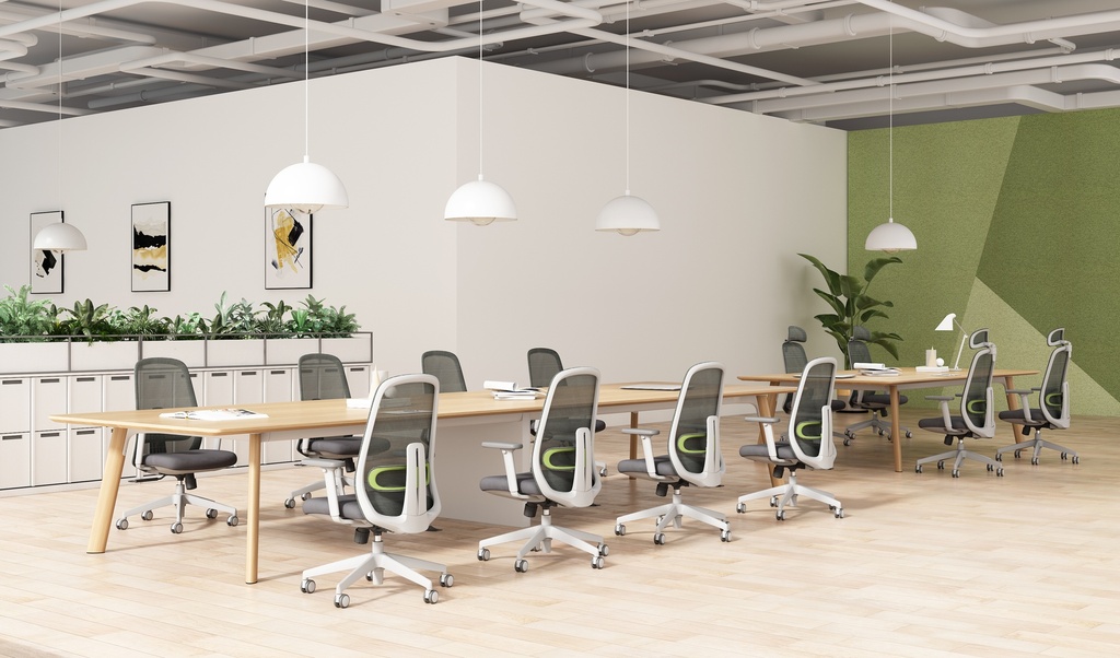 SILLON SEMI EJECUTIVO AXIS (F28) -PU NEGRO -  MESH NEGRO - BASE ALUMINIO 