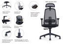 SILLON EJECUTIVO AXIS (F28) - MESH NEGRO - TELA NEGRO