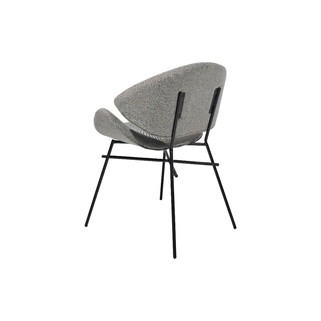 BUTACA MOD. VIRO (392)  - MEDIDAS: 23"X26"X32"- TAPIZADA EN TELA GRIS OSCURO(ZB03)- ESTRUCTURA METAL NEGRA