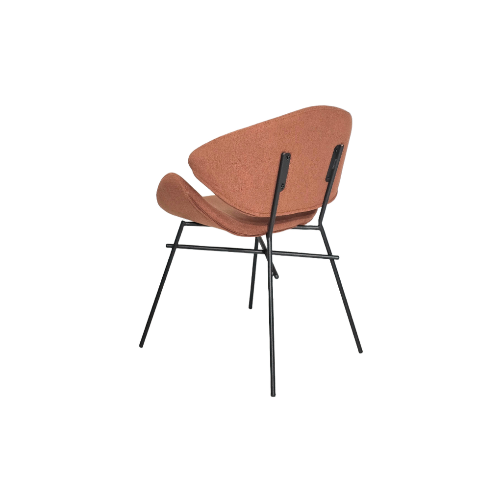 BUTACA MOD. VIRO (392)  - MEDIDAS: 23"X26"X32"- TAPIZADA EN TELA NARANJA (ZB07)- ESTRUCTURA METAL NEGRA