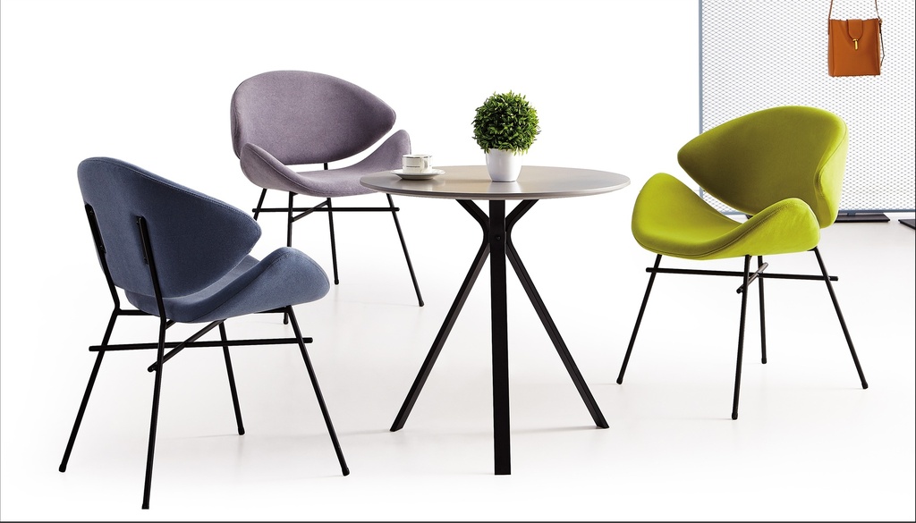 BUTACA MOD. VIRO (392)  - MEDIDAS: 23"X26"X32"- TAPIZADA EN TELA GRIS OSCURO(ZB03)- ESTRUCTURA METAL NEGRA