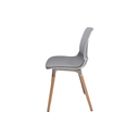 MIKA PLASTICO BLANCO - TELA GRIS CLARO - BASE DE 4 PATAS MADERA CLARA