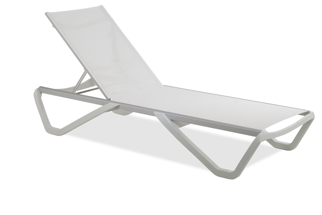 CHAISE LOUNGE MOD WAVE MESH TAUPE PATAS BLANCA