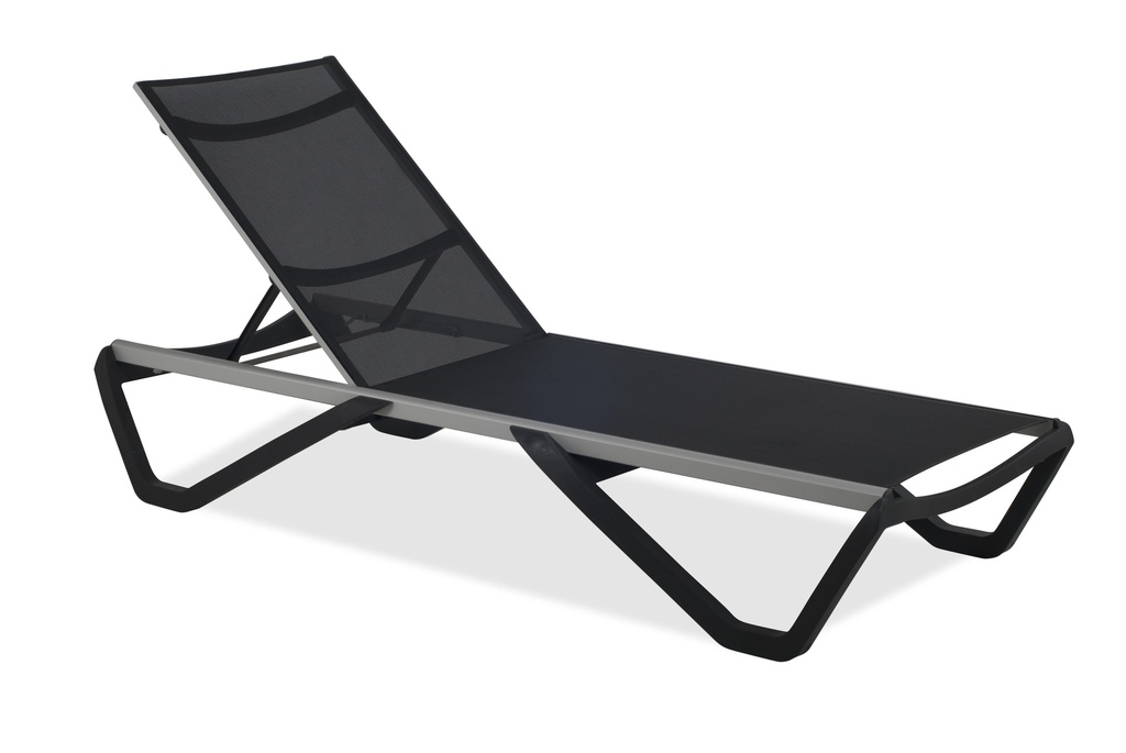 CHAISE LOUNGE WAVE MESH BLANCA PATAS ANTRACITA