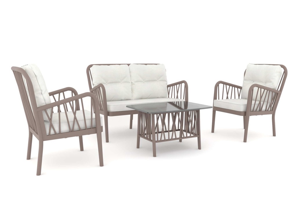 JUEGO DE EXTERIOR GALA- JUEGO EN POLIPROPILENO-COLOR CAPPUCCINO