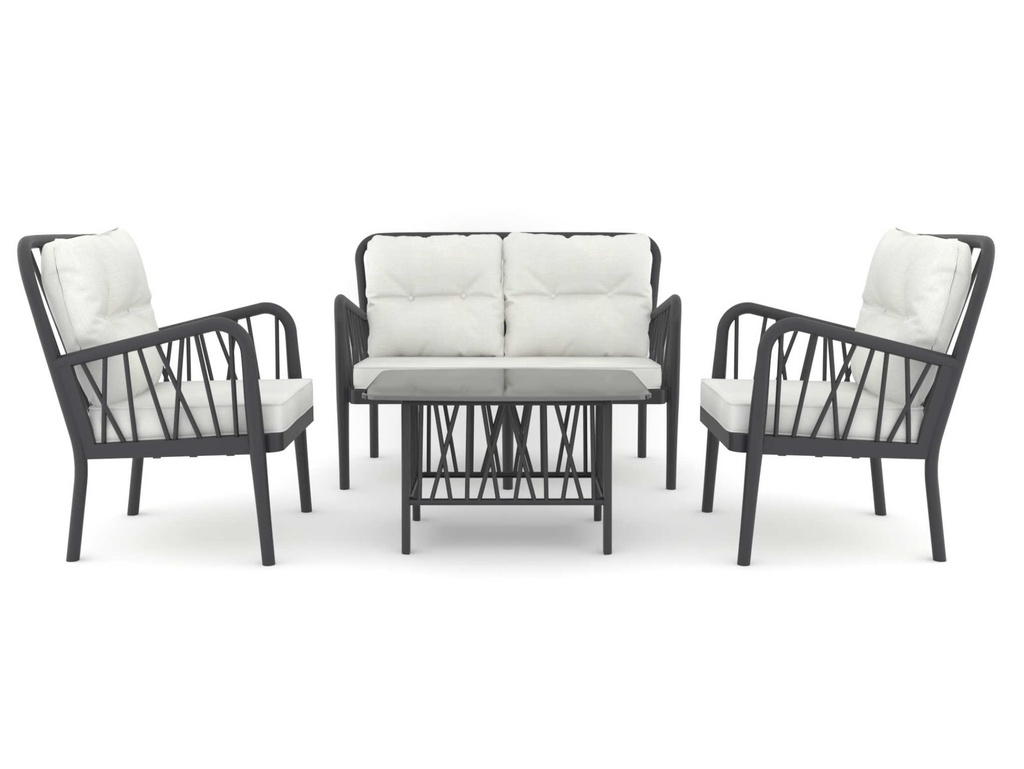 JUEGO DE EXTERIOR GALA- JUEGO EN POLIPROPILENO- COLOR ANTRACITA