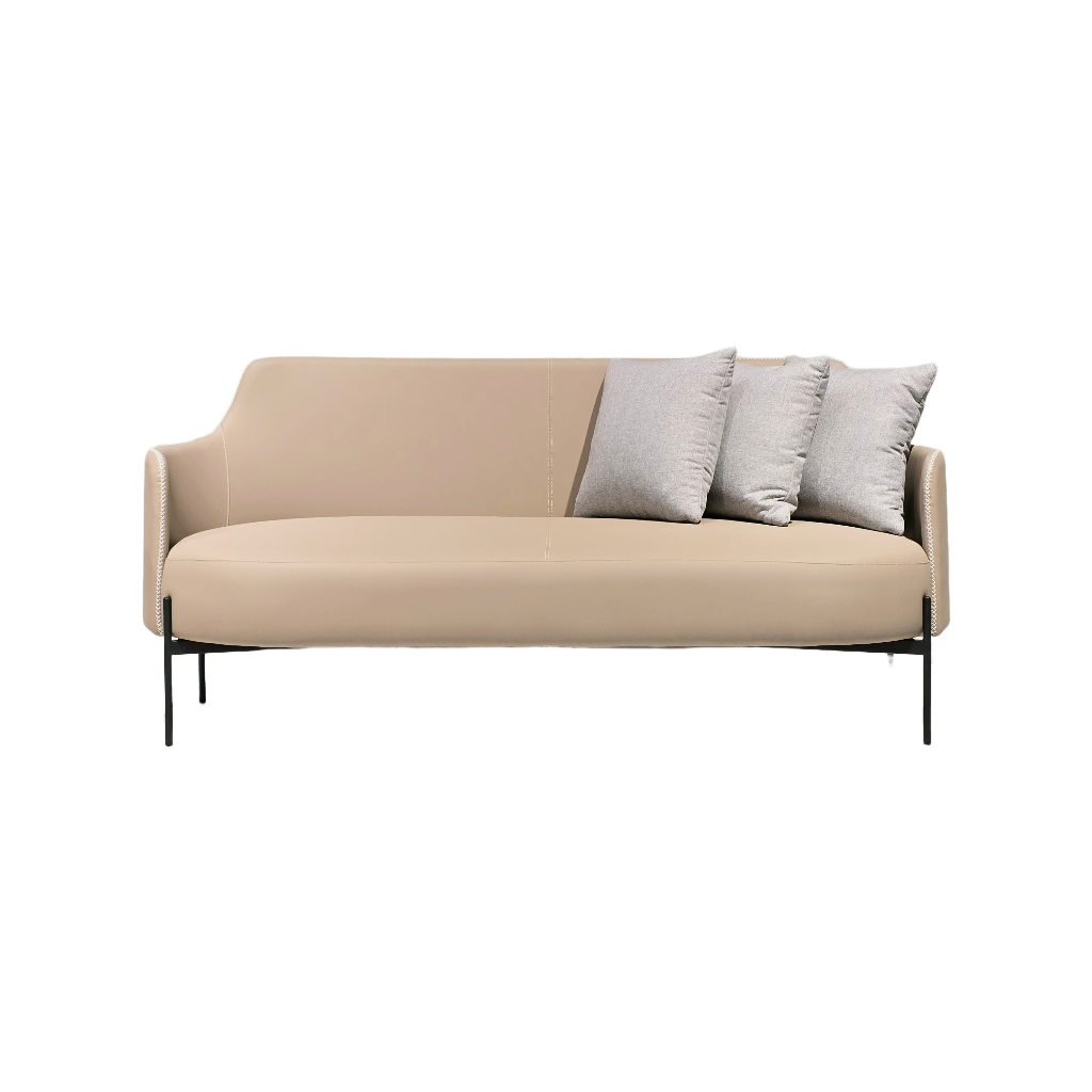 SOFA PARA 2 PERSONAS MOD. URBAN (390) - TAPIZADA EN PVC KHAKI OSCURO-MEDIDAS: 30"X58"X31"