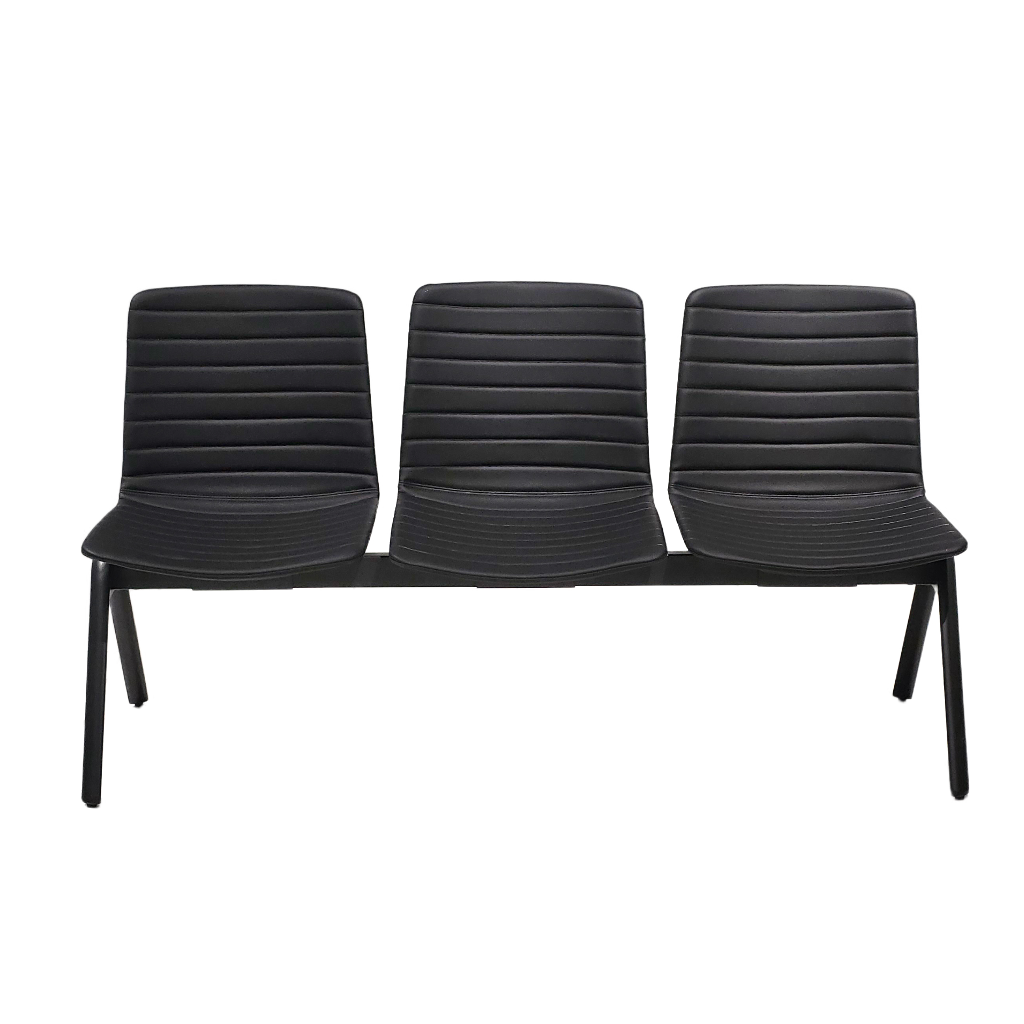  BANCADA 2 PERSONAS ERGO TAPIZADA PVC NEGRO - ESTRUCTURA METAL NEGRO DU-580TB-2