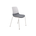 MIKA PLASTICO BLANCO - TELA GRIS CLARO - BASE DE 4 PATAS METAL 