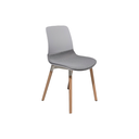 MIKA PLASTICO BLANCO - TELA GRIS CLARO - BASE DE 4 PATAS MADERA CLARA