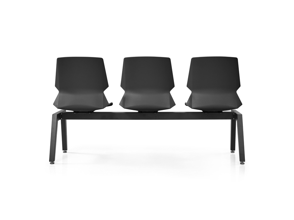 BANCADA 3 PERSONAS MOD. 588 - PLASTICO NEGRO - ESTRUCTURA METAL NEGRO -MEDIDAS: 22"X61 "X33" (YZ588-8YZ599-8) 