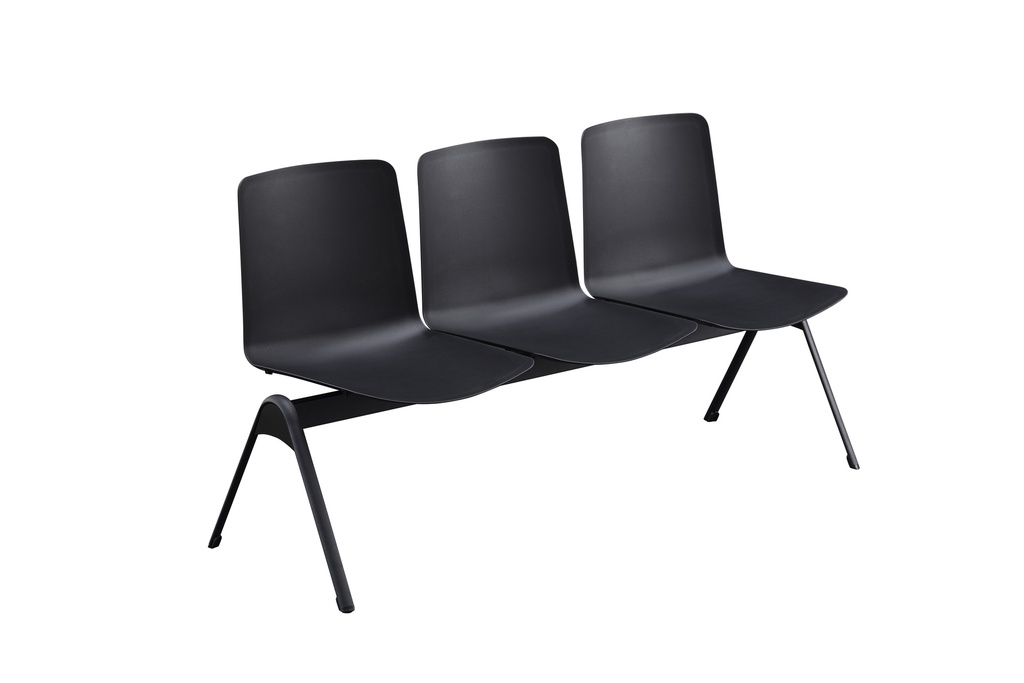 BANCADA 3 PERSONAS NOVA- PLASTICO NEGRO DU-580 ROW CHAIR PLASTIC, METAL DU-580T-3