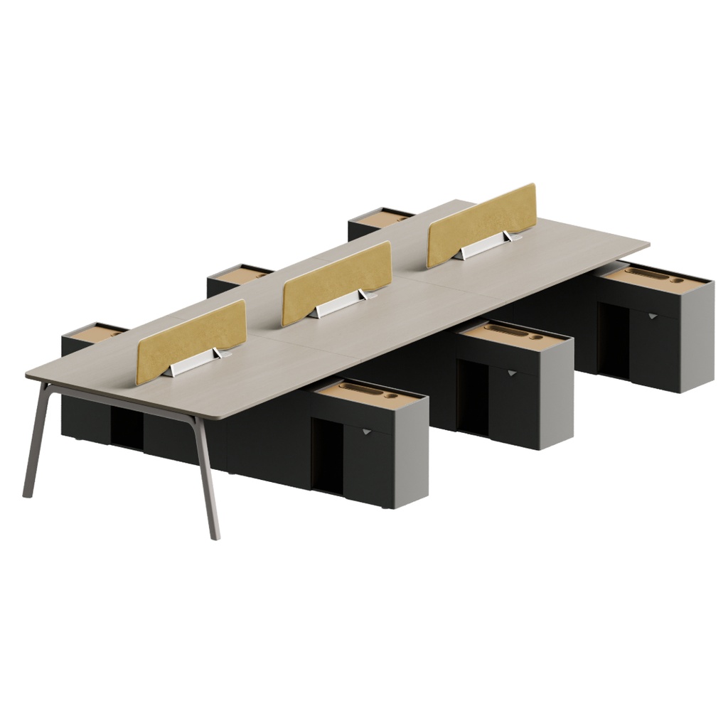ESTACION DE TRABAJO MOD. STEEL + 48" X 111 " (S27W-2/2E) - 4 PERSONAS - TOPE MADERA 