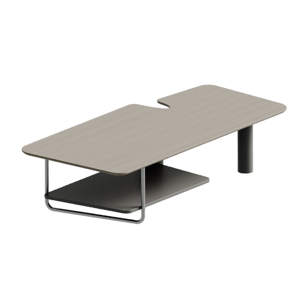 MESA DE CENTRO MOD. STEEL 28"X59"X14" (S34T-15) - TOPE COLOR MADERA