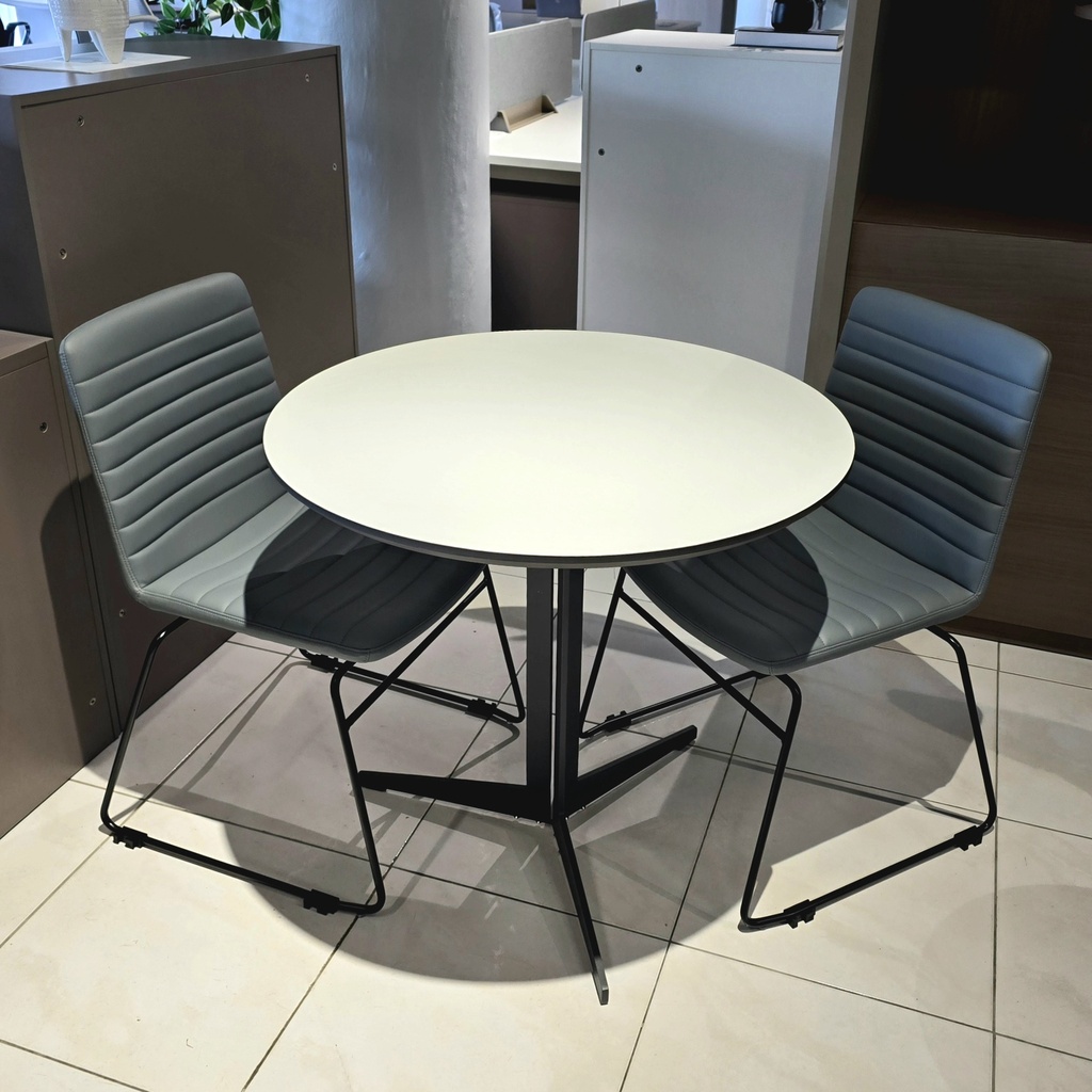 MESA DE REUNION MOD. ELEMENT  - 31" DE DIAMETRO - TOPE BLANCO- PATA GRIS OSCURO 