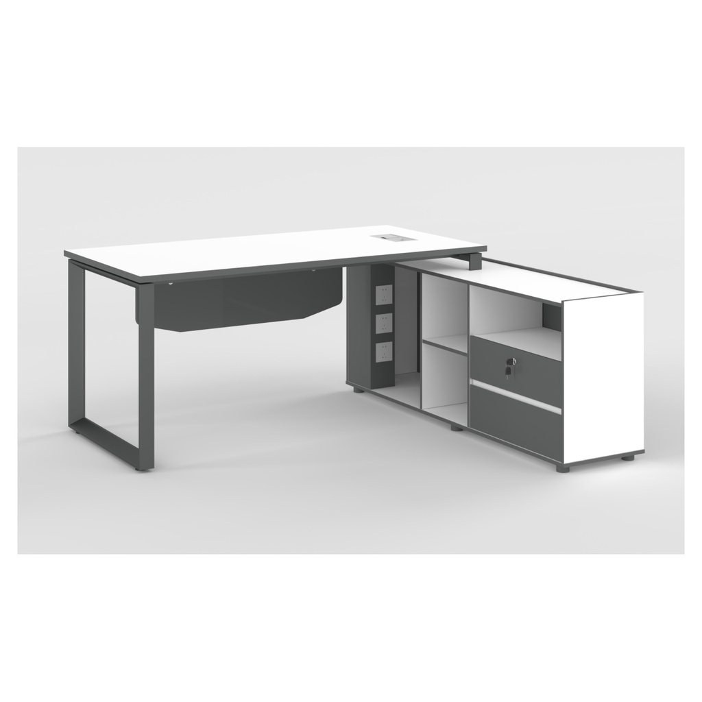 MESA ESCRITORIO EJECUTIVO MOD. ELEMENT  - 31" X71"  - TOPE BLANCO- PATA GRIS OSCURO (SY-BT8815-18)