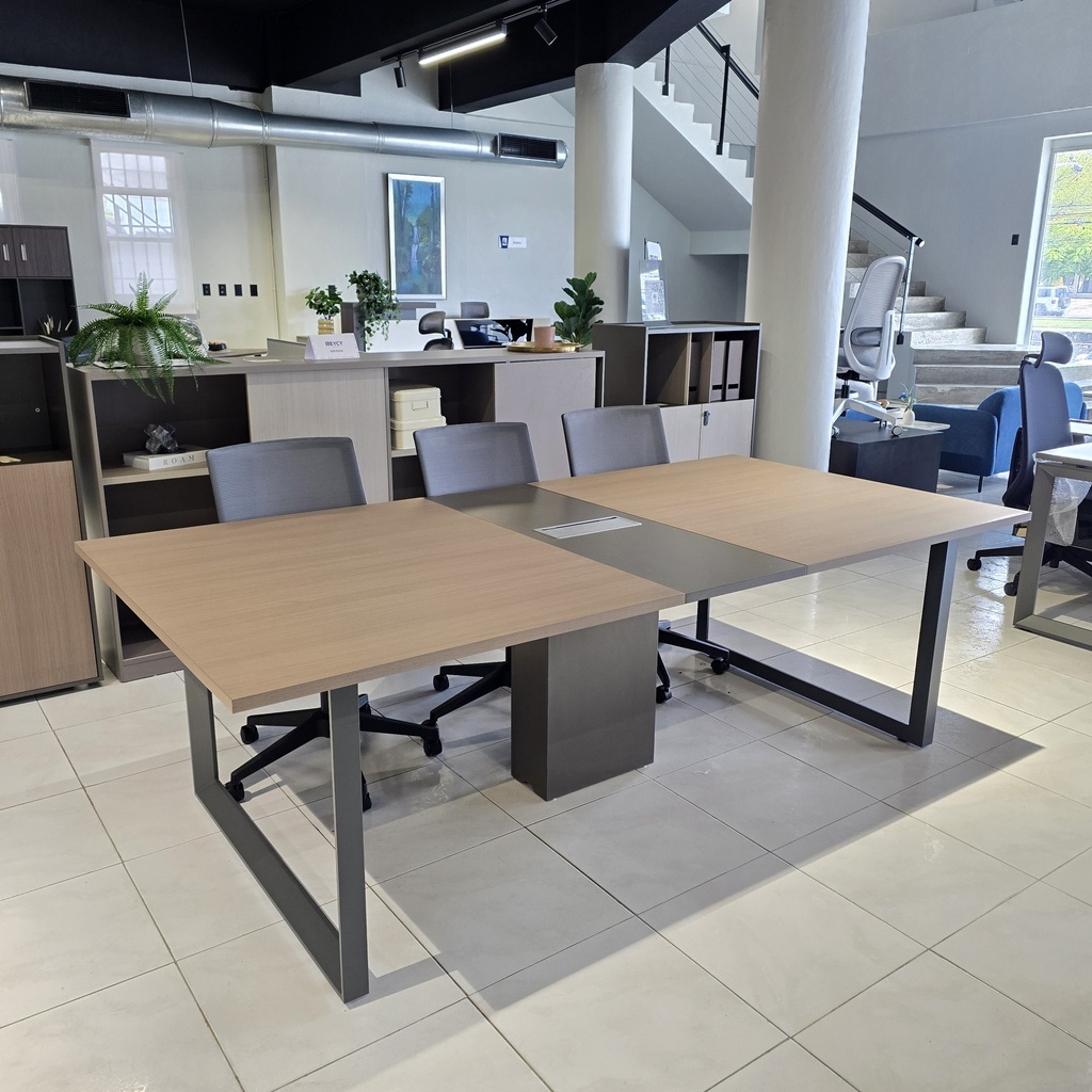 MESA DE CONFERENCIAS MOD. ELEMENT  - 48" X94"  - TOPE ROBLE- PATA GRIS OSCURO (SY-HY8816-24)