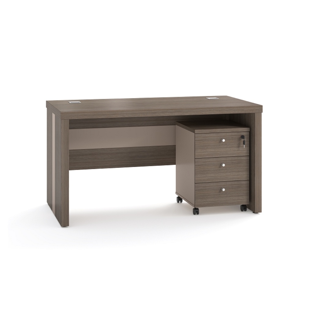 MESA ESCRITORIO EJECUTIVO ELEMENT CLASICO  - COLOR MOTAI MADERA GRAFITO + GRIS SOLIDO (SY-BT6607-14)- 28"X55" 