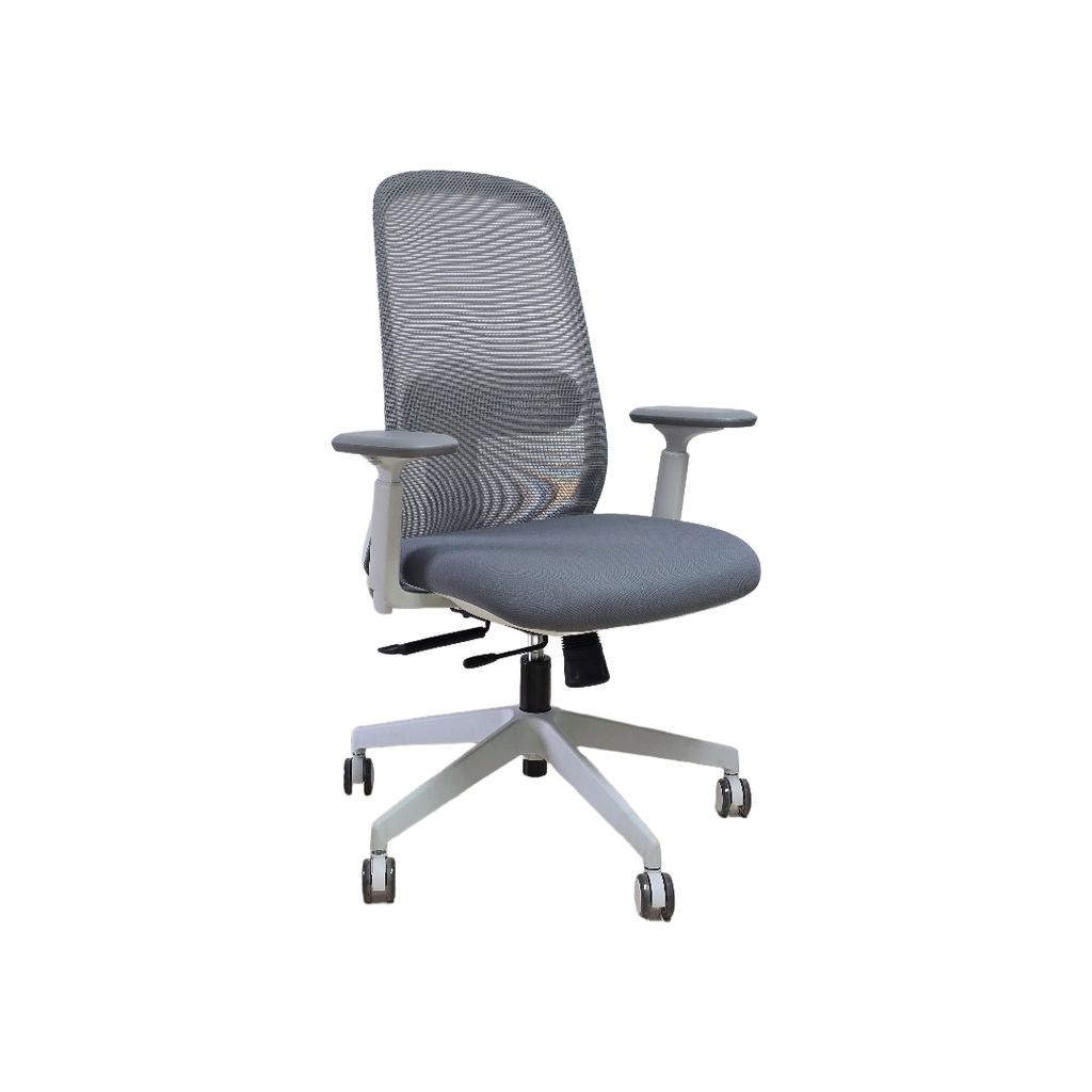 SILLON SEMI EJECUTIVO AXIS (F28) GRIS CLARO - MESH GRIS - TELA GRIS 