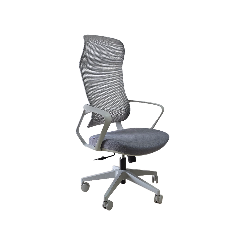 SILLON EJECUTIVO ONDA (F26) GRIS CLARO - MESH GRIS - TELA GRIS  