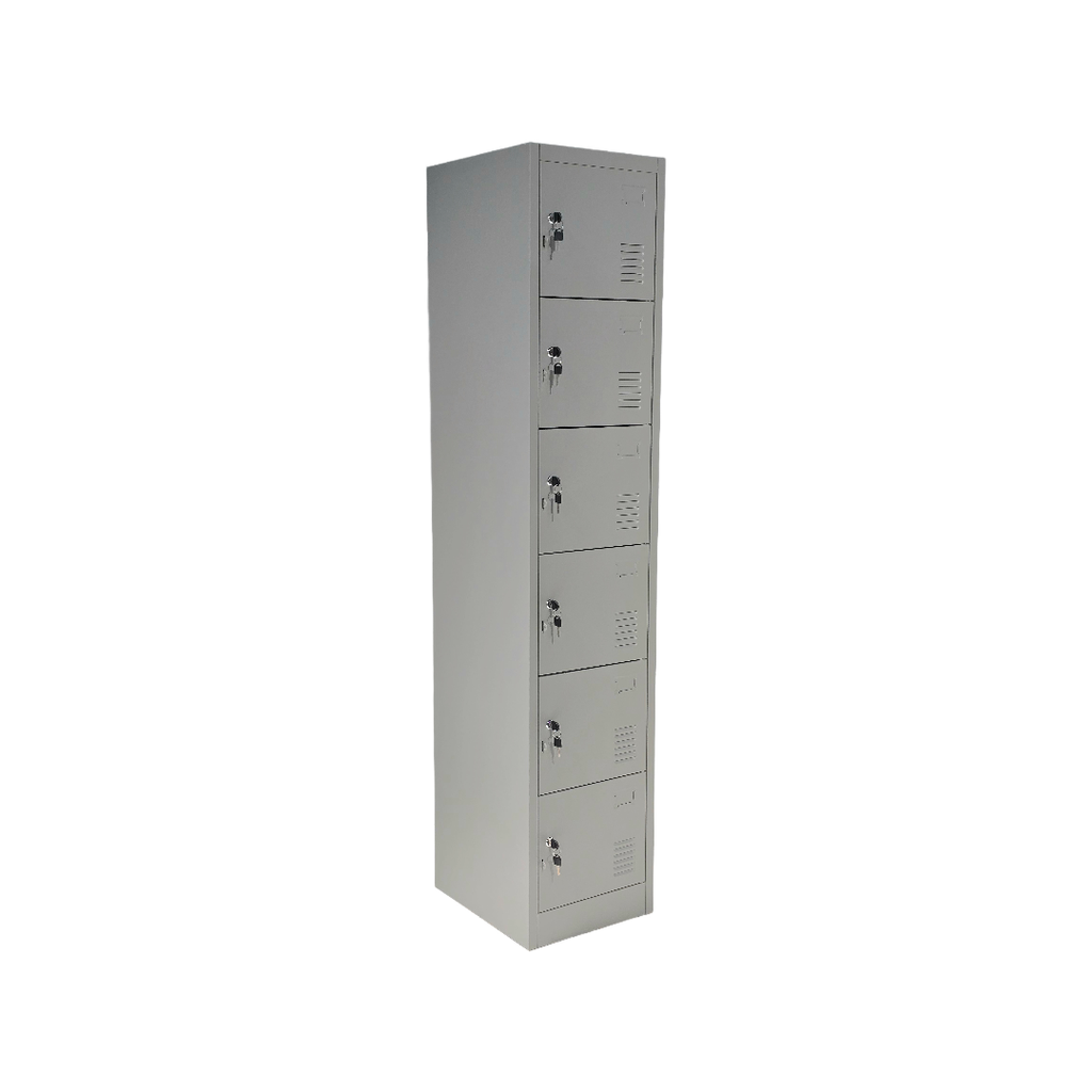PRAKTIK: LOCKER 6 PUERTAS GRIS ALUMINIO