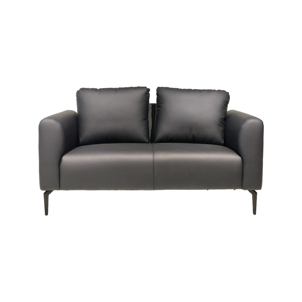 SOFA PARA 2 PERSONAS MOD. URBAN CLASICO (724) - TAPIZADA EN PU NEGRO (YH 34)  -MEDIDAS: 30"X58"X31" 