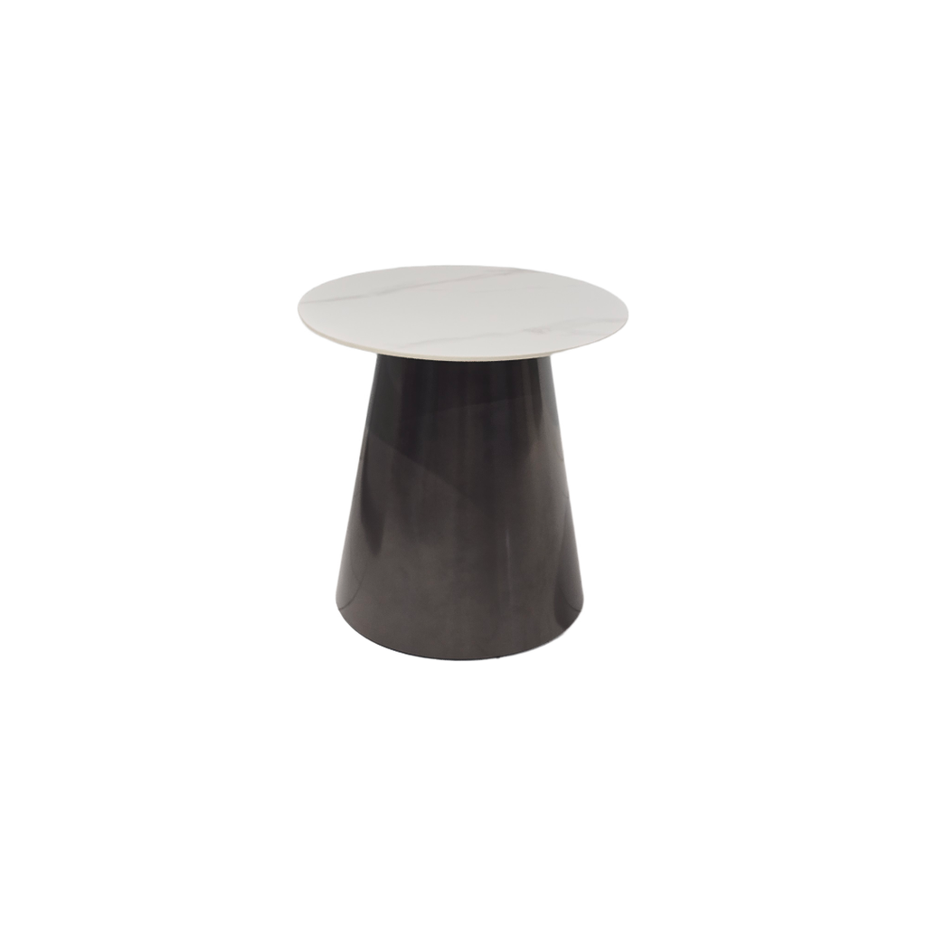 MESA DE CENTRO MOD 561 -  TOPE DE CERAMICA BLANCA - ESTRUCTURA METAL GRIS GRAFITO  