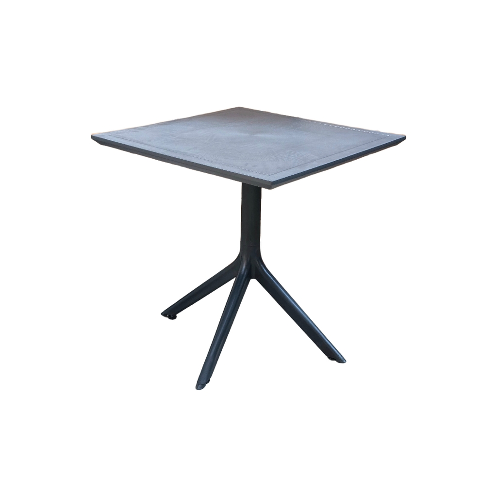 MESA MULTIUSO MOD SILVIA TOPE SOLIDO -BASE MOD.RITA EN POLIPROPILENO - COLOR NEGRO- MEDIDAS: 32"X32" PULGADAS-  PROTECCION UV- USO EXTERIOR O INTERIOR