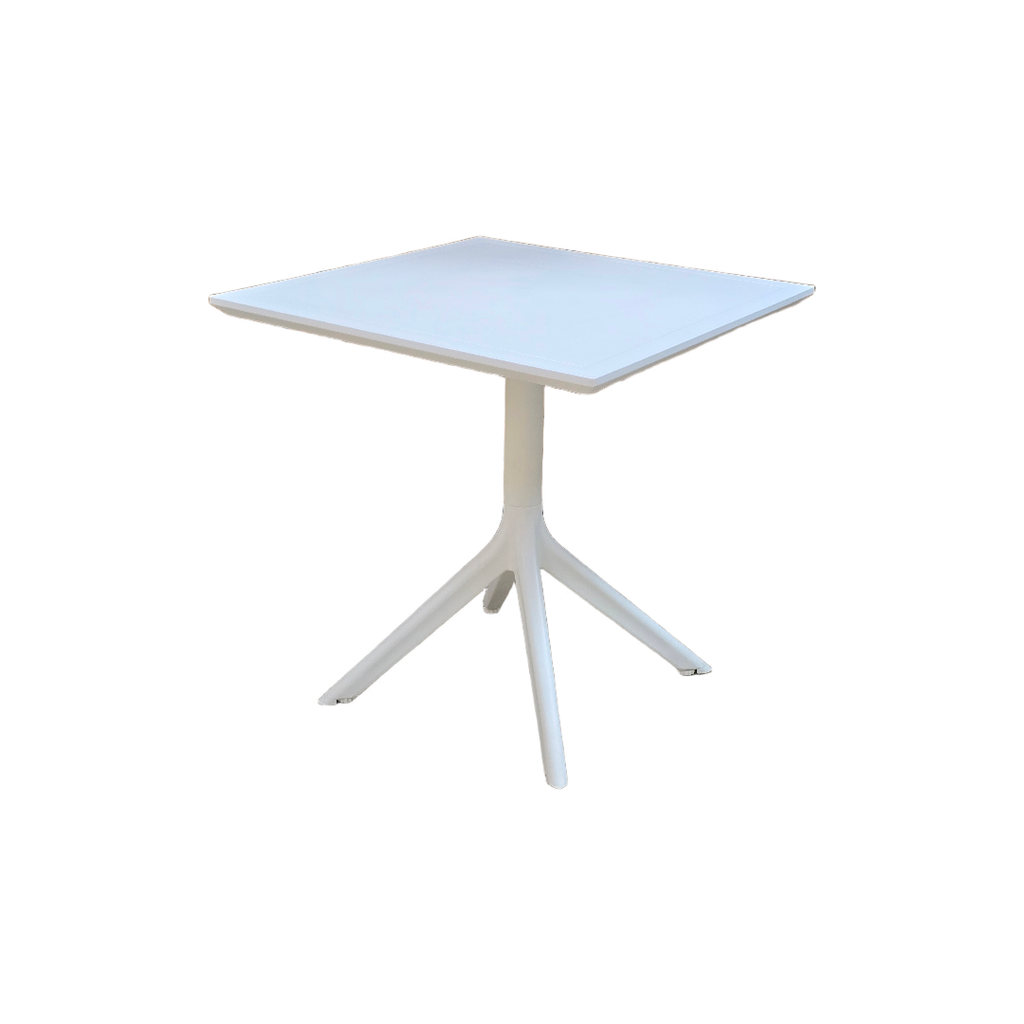 MESA MULTIUSO MOD SILVIA TOPE SOLIDO -BASE MOD.RITA EN POLIPROPILENO - COLOR BLANCO - MEDIDAS: 32"X32" PULGADAS-  PROTECCION UV- USO EXTERIOR O INTERIOR