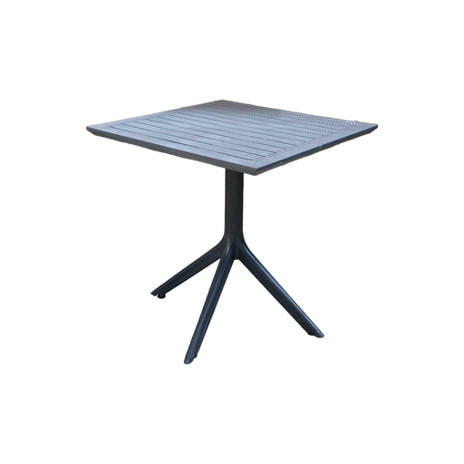 MESA MULTIUSO MOD SILVIA TOPE CON RANURAS -BASE MOD.RITA EN POLIPROPILENO - COLOR NEGRO- MEDIDAS: 32"X32" PULGADAS-  PROTECCION UV- USO EXTERIOR O INTERIOR