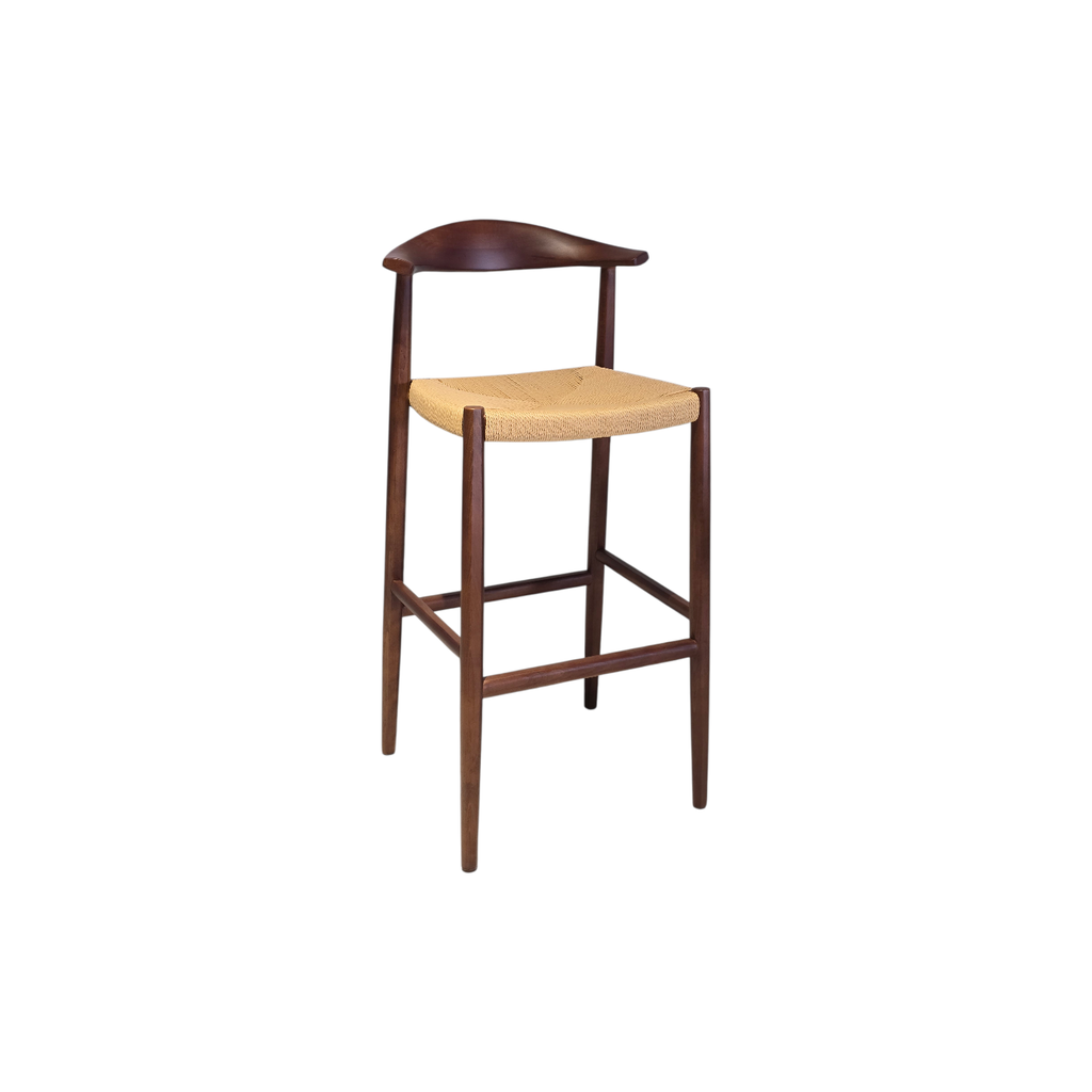 TABURETE BS-1439B, CUERPO EN MADERA COLOR NOGAL BEECH 18, FONDO EN CUERDA NATURAL, MEYCY HOME