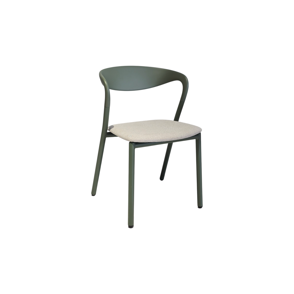 SILLA DC-S269A(V), ESTRUCTURA EN METAL Y PLASTICO VERDE, TAPIZADA EN TELA GRIS CLARA SD659, MEYCY HOME