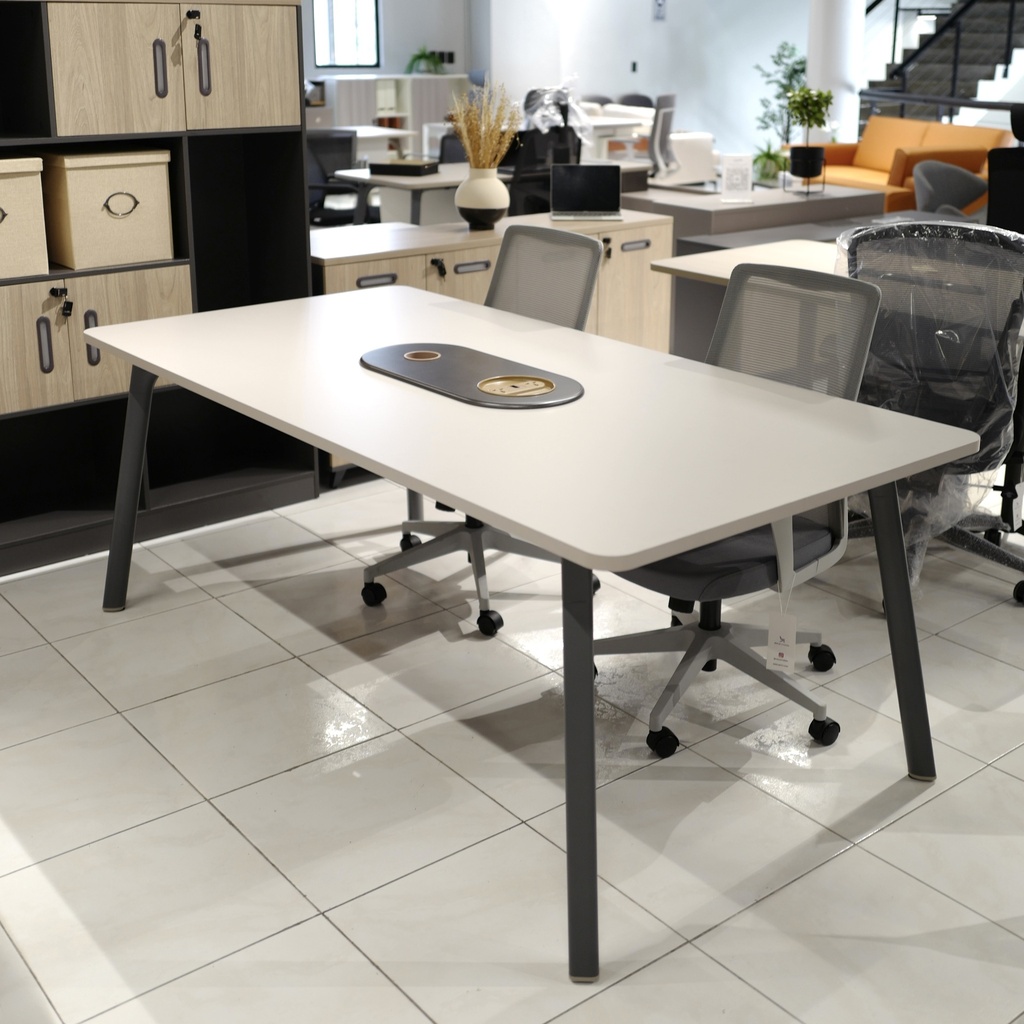 MESA DE CONFERENCIAS MOD. STEEL  40" X 80 " (S24M-20) - TOPE GRIS CLARO(GLACIER GREY) + PATAS COLOR GRIS GRAFITO 